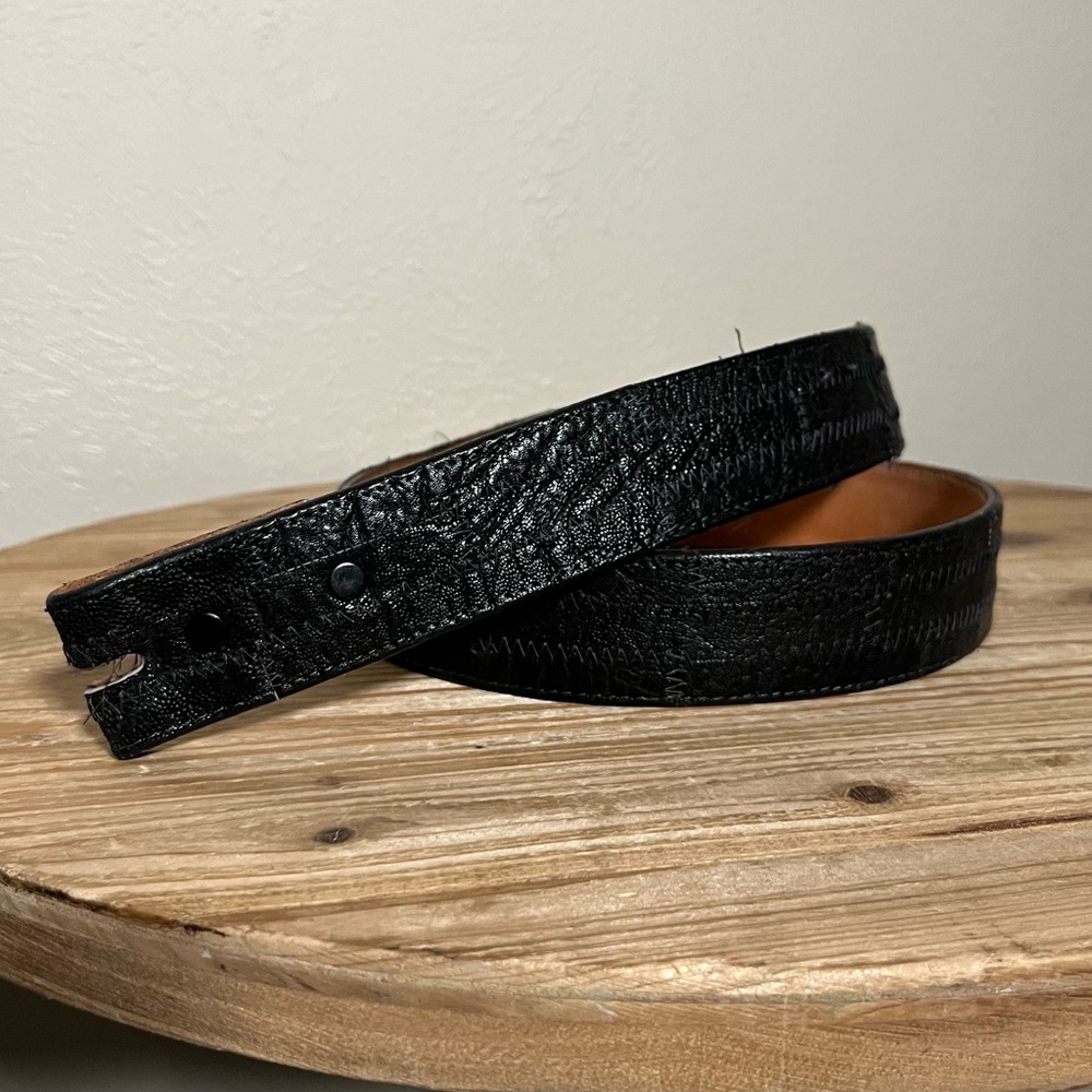 Vintage Tony Lama Black Genuine Elephant Exotic Skin Leather Belt Mens 38